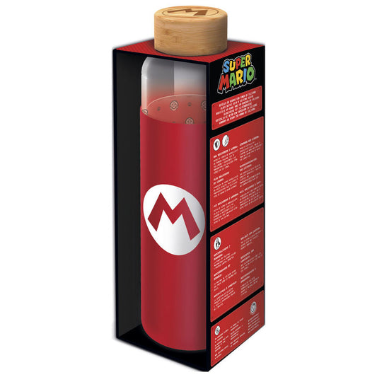 Super Mario Bros silikontäckande glasflaska